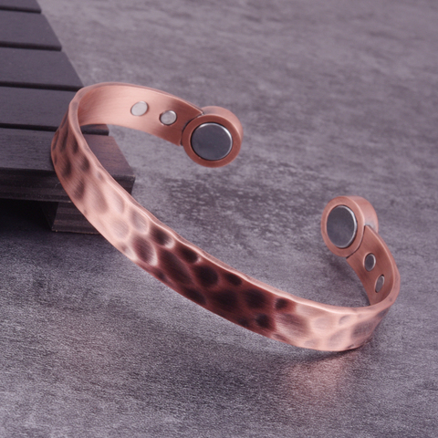 Bracelet magnétique réglable en cuivre pour hommes, 10mm, avantages pour la santé, énergie magnétique, manchette ouverte ► Photo 1/6