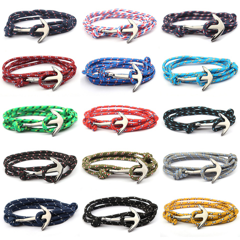 Bracelet ancre paracorde réglable Nylon corde chaîne brassard femmes Bracelets porte-bonheur alliage ancre hommes Vintage Bracelets & Bracelets ► Photo 1/6