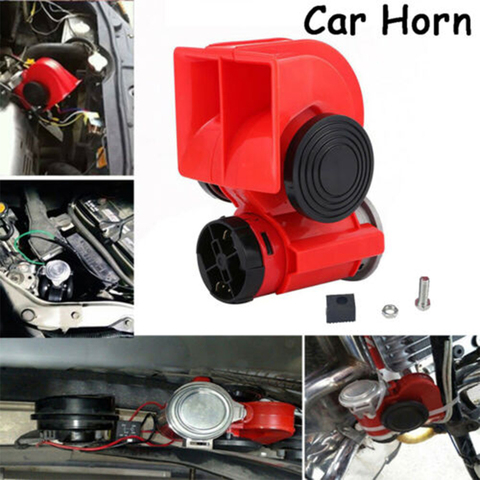 12V 250DB Super fort klaxon Auto double ton Compact Air cornes Kit voiture camion Train bateau double ton haut-parleur rouge pour moto ► Photo 1/6