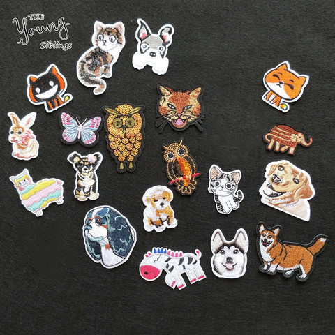 Autocollants brodés animal chat chien éléphant, patchs adhésifs thermofusible, badge, accessoires pour vêtements, DIY bricolage, 1 pièce, vente en vogue ► Photo 1/4