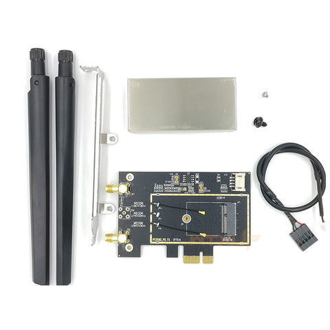 PCIE WiFi carte adaptateur Bluetooth double bande sans fil carte réseau M2 NGFF convertisseur pour PC de bureau Wi-fi antenne PCIE AX200 9260 ► Photo 1/5