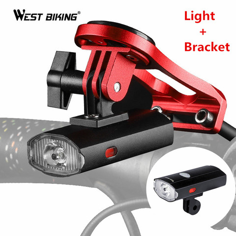 WEST Cycling-lumière frontale de bicyclette, lampe frontale, avec support Gopro, lumière frontale, pour le cyclisme, LED Rechargeable par USB ► Photo 1/6