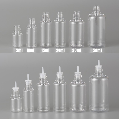 Compte-gouttes transparent en plastique 10 pièces X 3ML-100ML, bouteilles rechargeables pour animaux de compagnie, jus des yeux, liquide avec capuchons noirs ► Photo 1/6