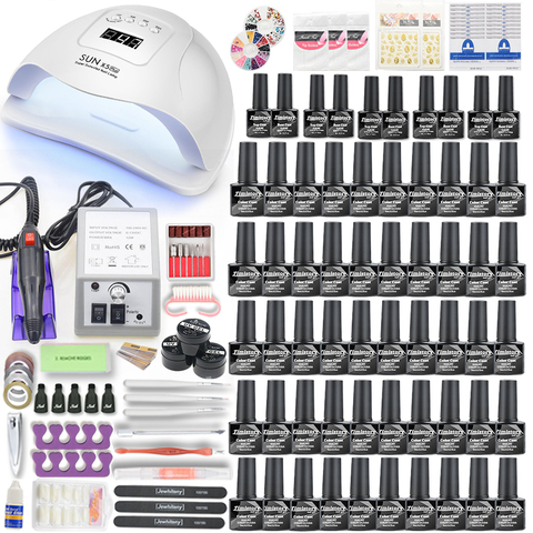 Ensemble de Machine de perceuse à ongles lampe à UV LED et électrique avec 50/40/30/20/10 pièces couleurs Kit de vernis à ongles Gel outil d'art des ongles ► Photo 1/6