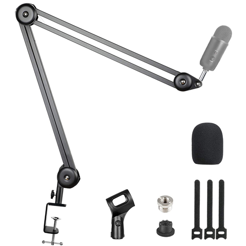 Support de bras de flèche de Microphone support de micro intégré à ressort de ciseaux de Suspension réglable robuste pour support de boule de neige bleu Yeti bleu ► Photo 1/6