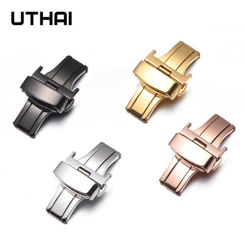 UTHAI montre pli boucle P90 acier inoxydable papillon double poussoir boucle 10-22mm bouton déploiement fermoir boucles montre Accessori ► Photo 1/6