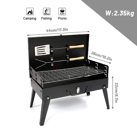 Barbecue Portable Barbecue pliant charbon de bois Barbecue extérieur en acier inoxydable Barbecue Camping cuisson pique-nique Barbecue outils ► Photo 1/5