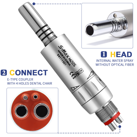 Micromoteur électrique à contre-angle dentaire, pièce à main droite, 4 trous, pulvérisation d'eau intérieure, moteur d'air, unité de chaise ► Photo 1/6