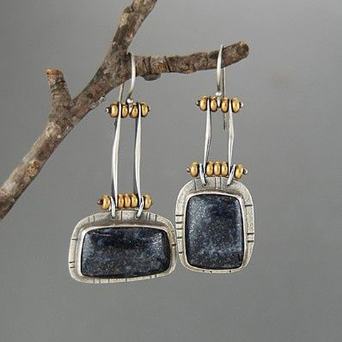 Vintage fait à la main asymétrique géométrique boucles d'oreilles alliage Rectangle bande Boho Pendientes indien boucle d'oreille 2022 élégant bijoux O5C163 ► Photo 1/6