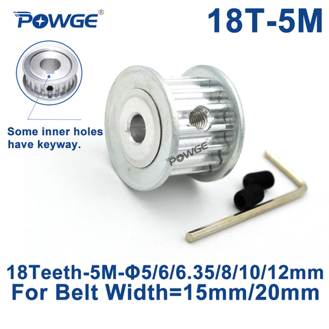 POWGE – poulie de synchronisation synchrone HTD 5M, alésage 5/6/6.35/8/10/12/14mm pour largeur 15/20mm, roue 18 dents 18 T ► Photo 1/6