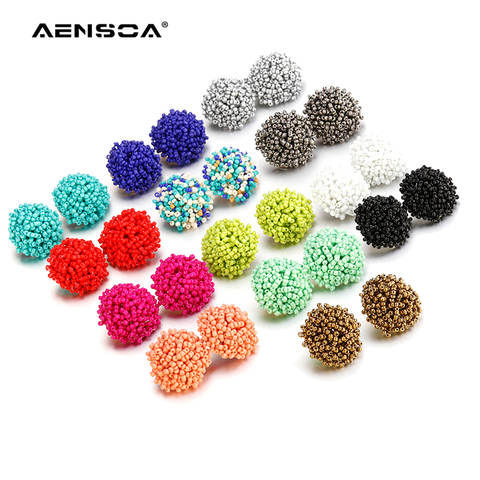 Aensoa Simple multicolore ethnique résine fait à la main perlé boucles d'oreilles pour les femmes accessoires bohême géométrique boucles d'oreilles bijoux de mode ► Photo 1/6