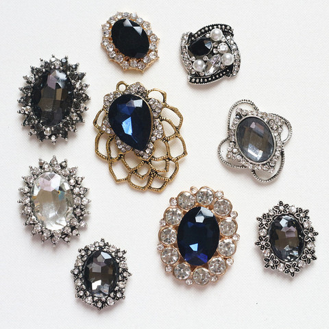 Boutons décoratifs ovales en strass, 10 pièces, embellissements à dos plat, pour artisanat, nœud papillon, fleur, fournitures artisanales à faire soi-même ► Photo 1/6