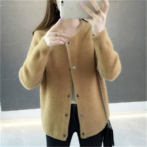 Pull à manches longues en fourrure de vison pour femme, nouveau cardigan ample en velours, collection automne et hiver 2022, PZ2438 ► Photo 1/6