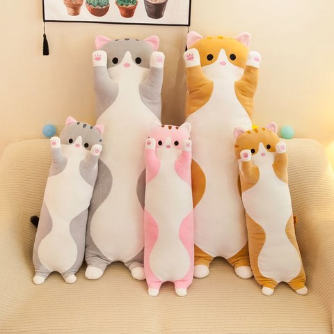 Oreiller en peluche chat Long et doux 50-130CM, petit ami, jouets en peluche, Pause au bureau, oreiller de sommeil, poupée cadeau pour enfants filles ► Photo 1/6