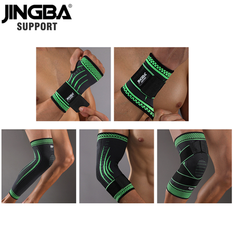 JINGBA – SUPPORT Bandage en Nylon, 1 pièce, protecteur de genou + Support de bracelet + support de cheville + coudières + protège-mains + genouillère de basket-ball ► Photo 1/6