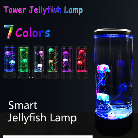 1 pièces grande lampe méduse LED à changement de couleur décoration de la maison veilleuse méduse Aquarium Style lampe à Led ► Photo 1/6