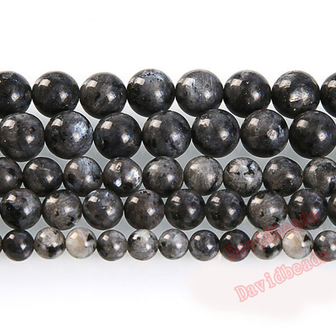 Pierre naturelle en Labradorite noire, perles rondes 16 