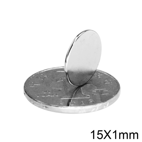 Disque magnétique rond en néodyme 15x1mm, lot de 10 à 300 aimants puissants en vrac ► Photo 1/6