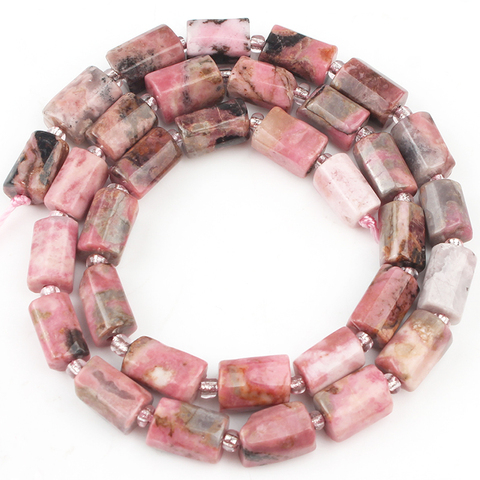 Perles en pierre de Rhodochrosite naturelle, à facettes, en forme de cylindre, pour la fabrication de bijoux, Bracelets, 15 pouces, 6x9mm ► Photo 1/6