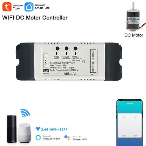 Contrôleur de moteur intelligent WIFI dc 12V 24V, contrôle par application Tuya/Smart Life, pour maison intelligente, relais à monter soi-même, commande vocale avec Alexa/Google Assitant ► Photo 1/6