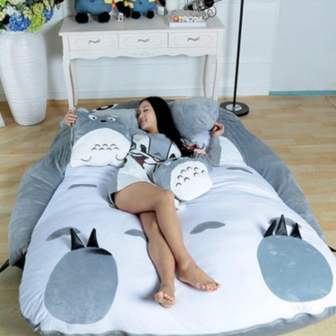 Matelas paresseux Totoro dessin animé, coussin tatami de loisirs et confort, joli, petit canapé-lit créatif pour chambre à coucher ► Photo 1/4