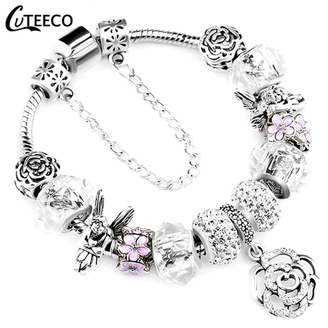 CUTEECO Rose pendentif arbre de vie Bracelet à breloques pour femmes licorne perle Bracelets & Bracelets mode bijoux Pulseras Mujer ► Photo 1/6