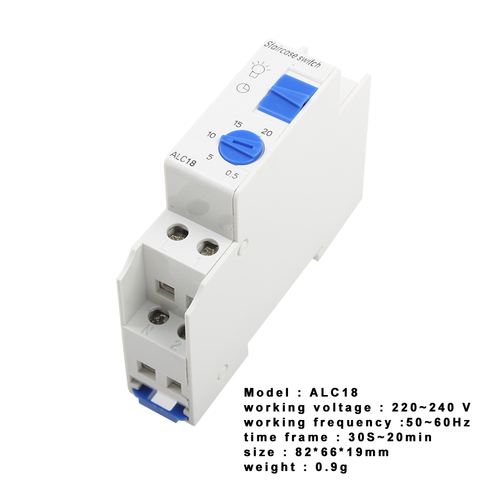 Din rail éclairage pour escaliers, interrupteur, minuterie, relais 220vac 16A pour couloir ALC18 ► Photo 1/6