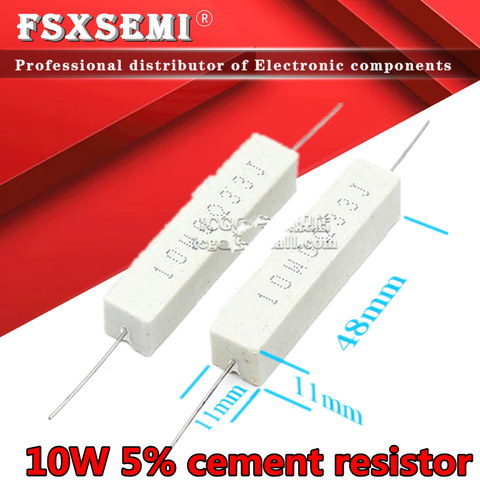 Résistance à ciment 5% 10W, 10 pièces, 0.1R ~ 10K 0.1R 0.5R 10R 50R 0.22 0.33 1 2 5 8 10 15 20 25 30 0.5 1K 2K 3K ohm ► Photo 1/3