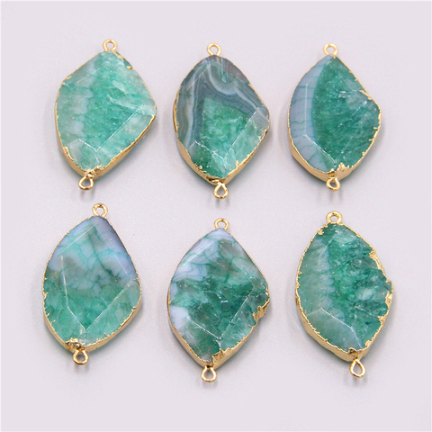 2022 vente en gros druzy connecteur naturel brésilien plaqué tranché vert Agates géode Drusy Druzys pendentifs pour collier ► Photo 1/5