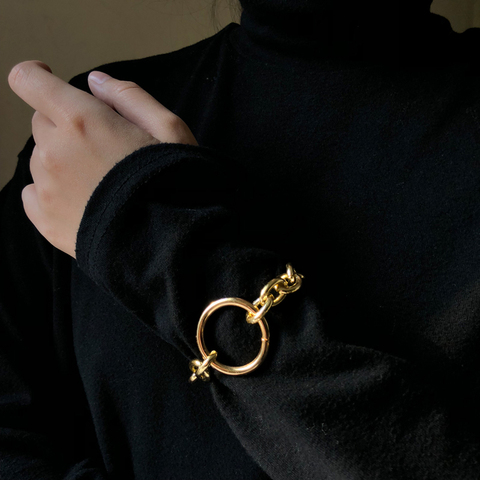 Peri'sbox or argent couleur grand cercle grosse chaîne Bracelets liés géométrique Bracelets pour femme déclaration Punk Bracelet 2022 ► Photo 1/6