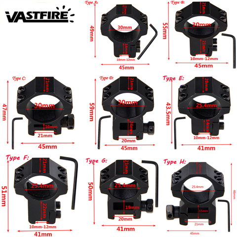 Anneau de montage de lunette de fusil 30mm/25mm, 11/20mm/21mm, adaptateur sur Rail Picatinny, profil haut/bas, pour tisserand, accessoire de chasse ► Photo 1/6