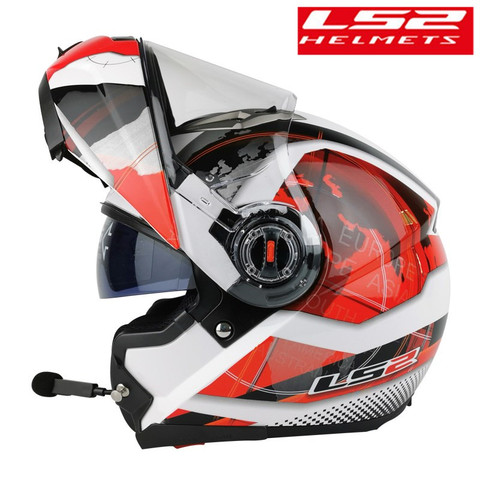 Casque de moto modulaire Bluetooth, mains-libres, mains-libres, interphone rabattable, pour la course, LS2 FF370 ► Photo 1/6