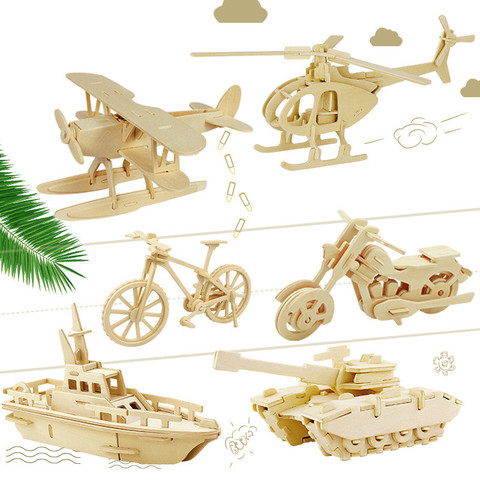 3D bricolage en bois Puzzle jouet série militaire réservoir véhicule animaux Etc modèle ensemble créatif assemblé éducation jouets pour enfants enfants ► Photo 1/6