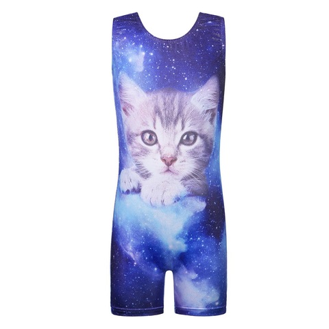 BAOHULU Justaucorps De Ballet pour Les Filles Gymnastique avec Short Maillots Galaxy Chat Motif Imprimé Biketards Enfants Vêtements de Danse Costumes ► Photo 1/6