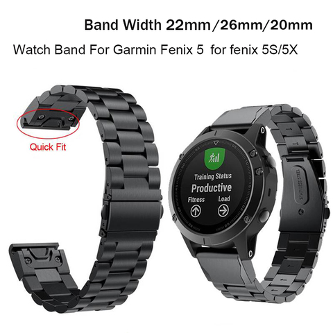 26 22 20MM bracelet de montre pour Garmin Fenix 6S 6X 6 Pro 5X 5 5S 3HR D2 S60 montre à dégagement rapide bracelet de poignet en acier inoxydable ► Photo 1/5