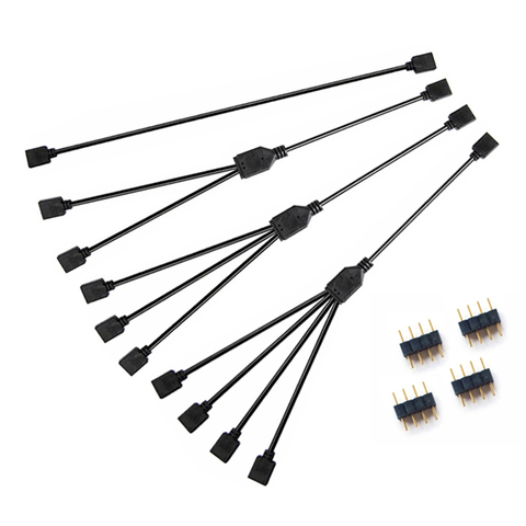 Adaptateur de câble de conversion pour ventilateurs RGB, 3 broches, 4 broches, connecteur 1 à 1, 2, 3, 4 broches, pour bande passante RGB 3528, 5050, LED ► Photo 1/5