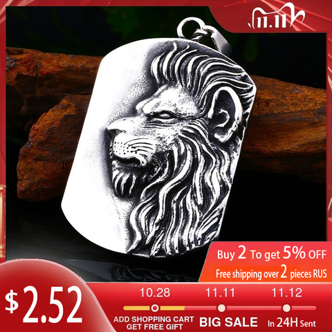 Collier avec pendentif en métal pour hommes, motif de Lion Animal rétro, mode, pendentif coulissant en métal, accessoires bijoux de fête ► Photo 1/5