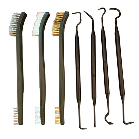 7 pièces/ensemble 3 pièces brosse métallique en acier + 4 pièces Nylon Pick Set universel pistolet chasse Kit de nettoyage tactique fusil pistolet outil de nettoyage ► Photo 1/6