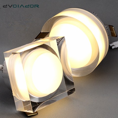 DVOLADOR-Spot lumineux carré/circulaire encastrable en cristal, luminaire d'intérieur, luminaire décoratif d'intérieur, lumière blanche chaude/LED, 12/10/5W, LED W ► Photo 1/6