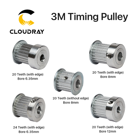 3M poulie de distribution 20/24 dents roue alésage 6.35/8/12mm engrenage dents 3D imprimantes pièces pour CO2 Laser gravure découpeuse ► Photo 1/6