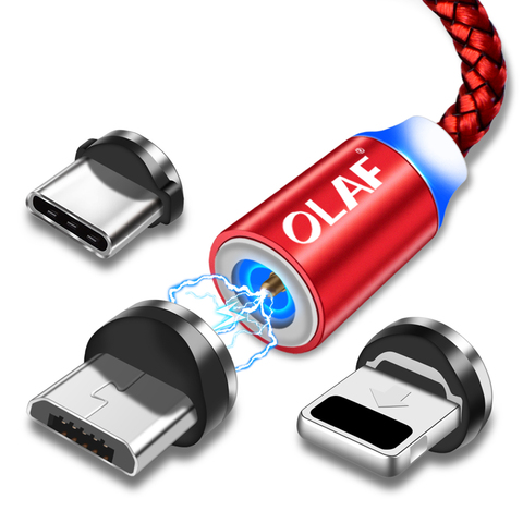 Câble magnétique OLAF pour iPhone XS Max XR chargeur magnétique charge rapide Micro USB type C câble aimant chargeur USB fil de charge ► Photo 1/6