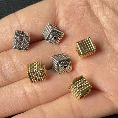 Connecteur de perles carrées perforées, 10 pièces, cube pour la fabrication de bijoux, bricolage, bracelet, collier, accessoires, vente en gros ► Photo 1/5