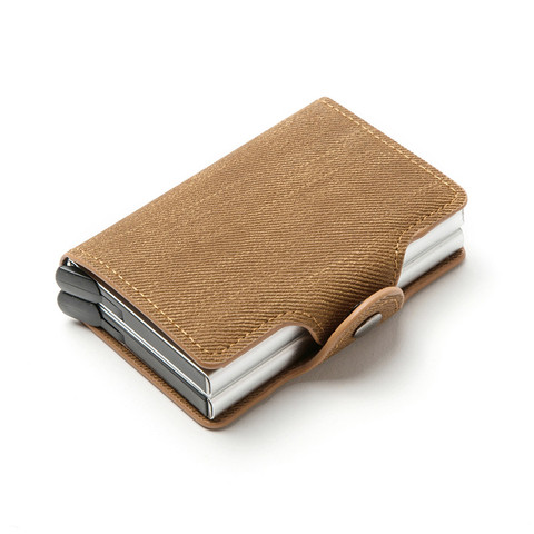 Portefeuille de haute qualité avec Double boîte antivol, nouveau porte-cartes de blocage RFID, étui d'identification en métal Pop-up pour Denim Business, porte-monnaie cadeau 2022 ► Photo 1/6