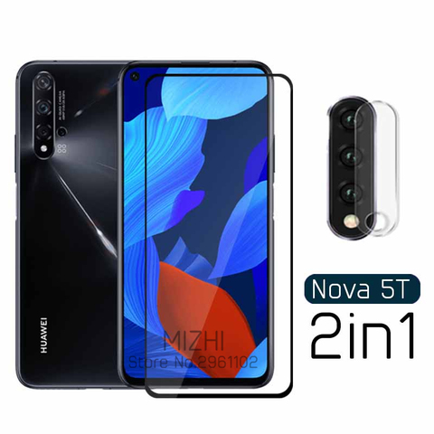 2 en 1 verre de protection pour huawei nova 5 t yal-l21 caméra couverture arrière sur huwei nova5t nova 5 t t5 6.26 ''tremp lunettes étui à lentilles ► Photo 1/6