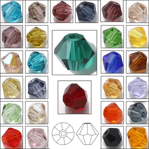 Perles de Bicone en cristal autrichien AAA 2 3 4 6 8mm perles d'espacement en verre à facettes multicolores pour la fabrication de bijoux accessoires de bricolage en gros ► Photo 1/6
