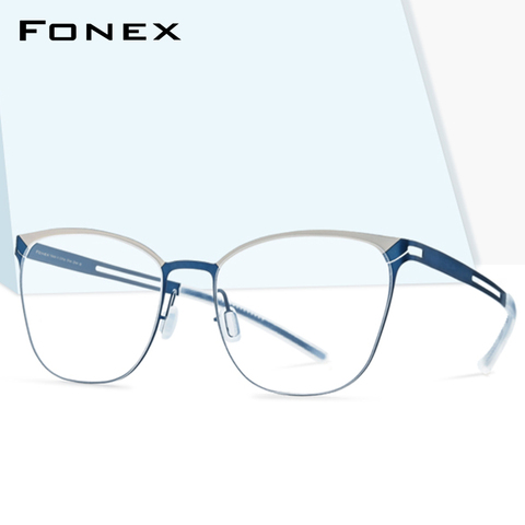 FONEX B titane lunettes cadre hommes carré myopie optique Prescription lunettes 2022 antidérapant Silicone sans vis lunettes 8527 ► Photo 1/6