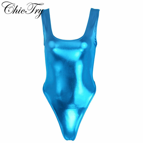 Justaucorps de Ballet de mode des femmes sans manches haute coupe en cuir verni string gymnastique justaucorps Dancewear maillot de bain pour la Performance ► Photo 1/6