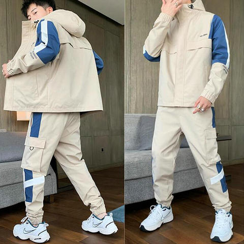 Hommes mode survêtements 2022 nouveaux hommes Hip Hop Sweat costume mâle Patchwork vêtements sweats + pantalons de survêtement survêtement ensembles ► Photo 1/5