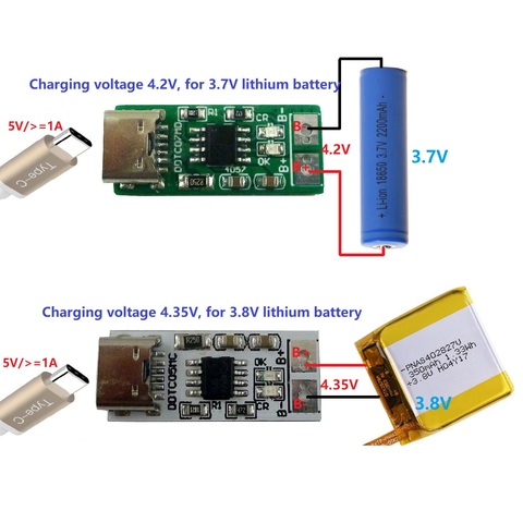 Chargeur Li-Ion polymère 1S, Type C à 4.2V 4.35V, abaisseur, pour batterie au Lithium 3.7V 3.8V 18650 ► Photo 1/6