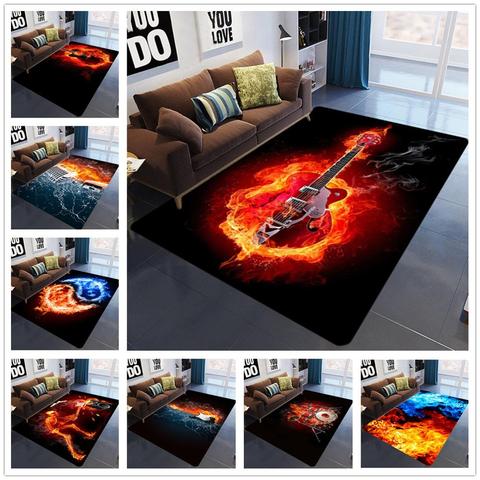 Impression 3D chambre petits tapis flamme crâne gothique grande taille tapis moderne Halloween fête anti-dérapant tapis de sol décor à la maison tapis ► Photo 1/6